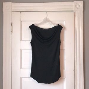Black sleeveless drape neck tank top